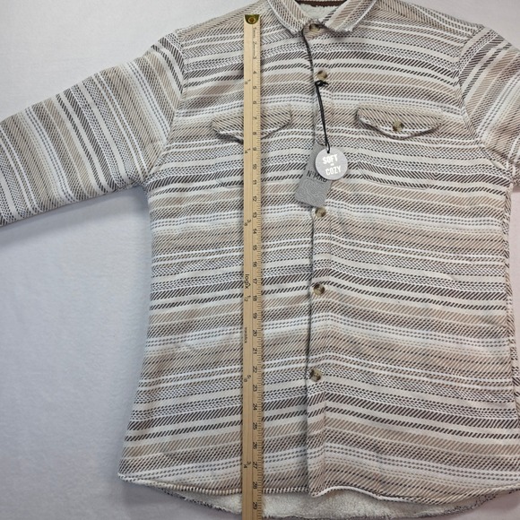 NOMAD by Craft+Flow Men's Sherpa Fleece Lined Striped Overshirt Shacket L NWT - Picture 7 of 8